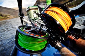 Hatch and Lamson Reels enjoying some alone time together on one of their favorite rivers for steelhead, the Grande Ronde.