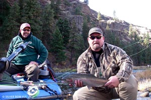 Sean with his first fly caught steelhead on a guided trip with the Silver Bow Fly Shop.