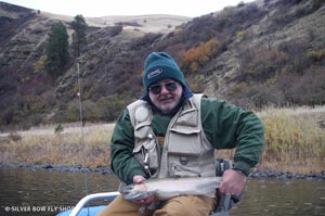 Super cold steelhead conditions but success was found with this nice steelie from the Grande Ronde.