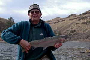 Layne gettin' it done with another Grande Ronde Steelhead on a guided trip with the Silver Bow Fly Shop.