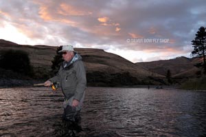 Bob swinging the 180 during sunset before tangling into an exceptionally hot steelhead.