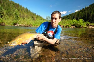 Michael Visintainer (aka Stan) with a legit North Fork of the Coeur d'Alene cutthroat trout that fell prey to a big streamer.