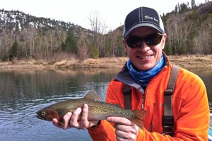 Ben V. showing off his first fish of the 2012 season on the North Fork of the Coeur d'Alene River.