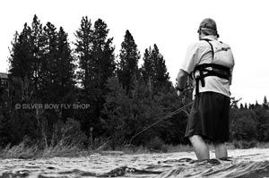 Silver Bow Guide Britten Jay doing some wet wading on the Spokane River on his off day.