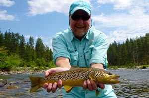 Steve with a perfect 19in brown trout from the Spokane River caught on a size 18 fly.