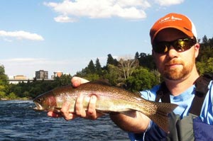 Wayne from Maine with sweet Spokane Rainbow caught right out of downtown Spokane. 